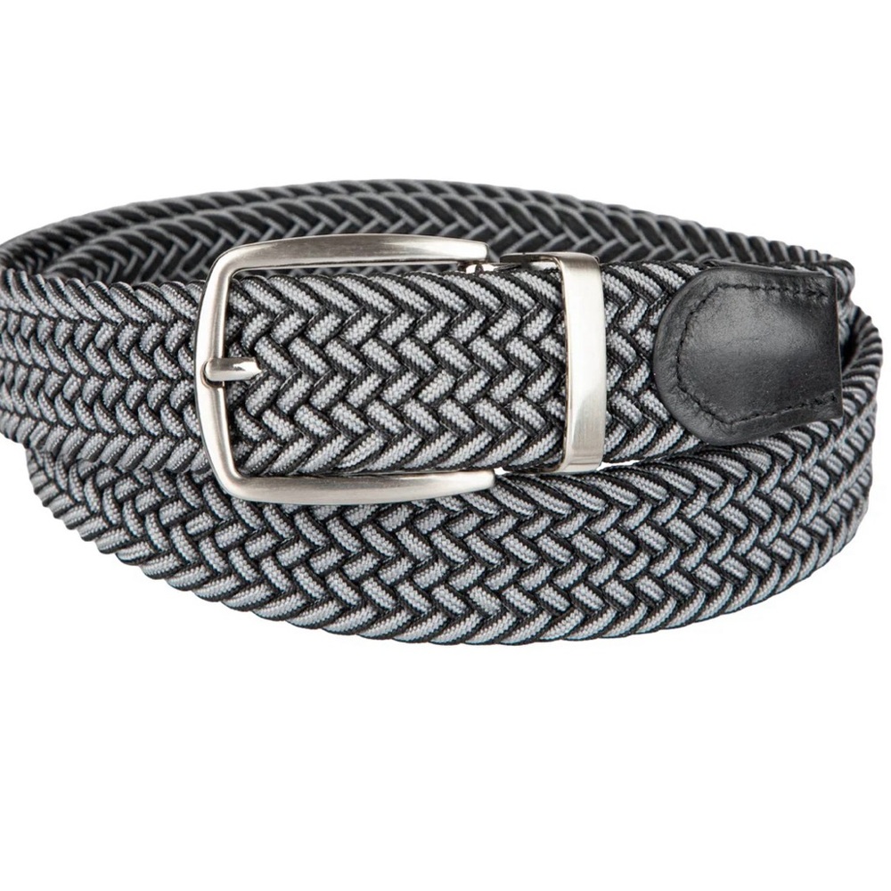 Tommy Bahama Black and gray Braided Reversible Belt with Silver Buckle L/XL - Picture 5 of 7